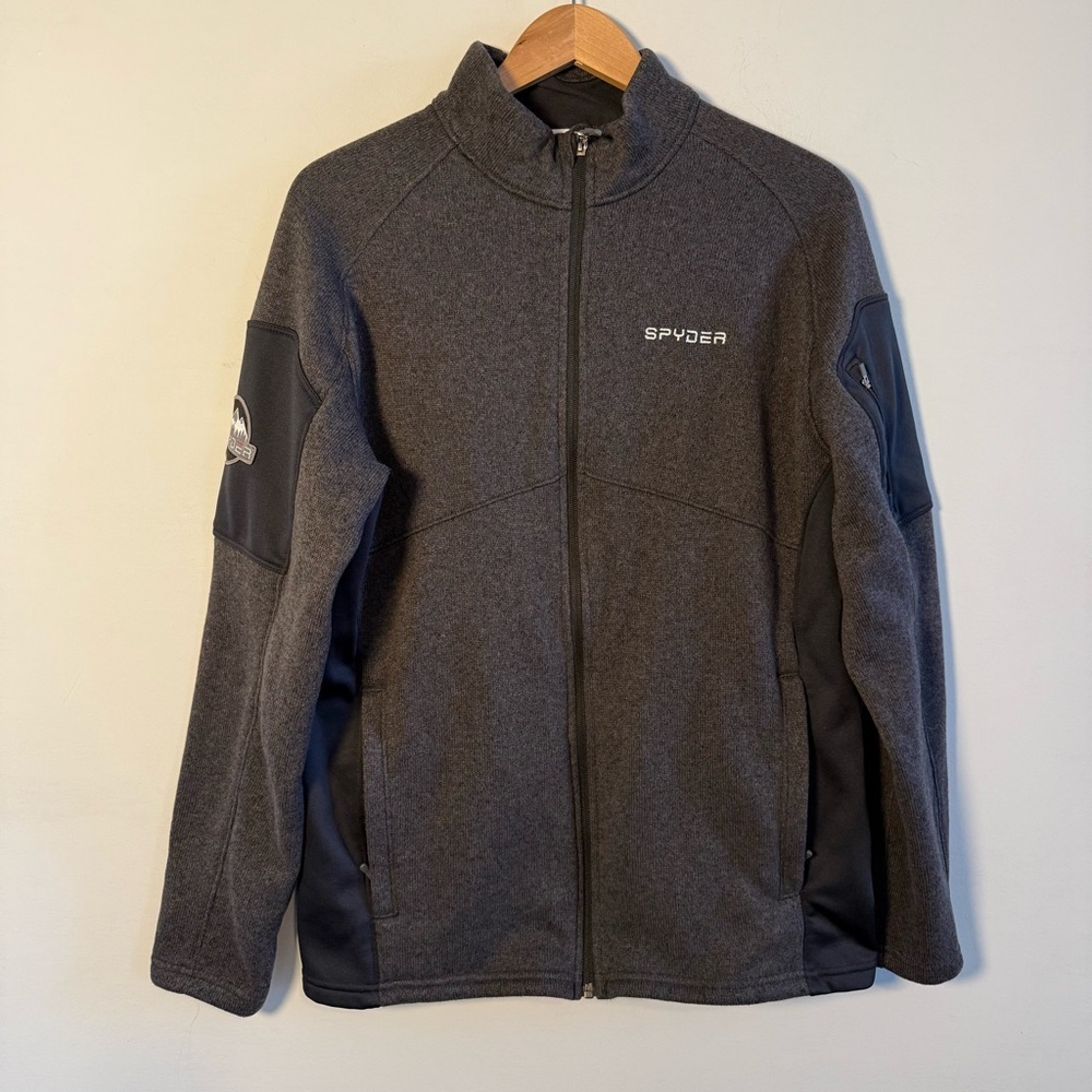 Spyder Men's Empire Full Zip Charcoal Fleece Jacket, Size L